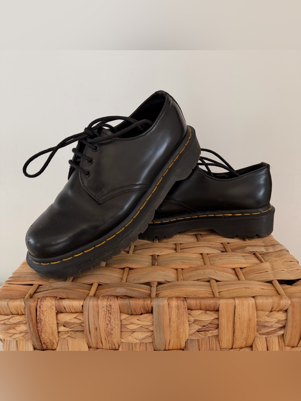 Dr. Martens 1461 BEX Smooth Leather Platform Oxford Shoes Black US 7